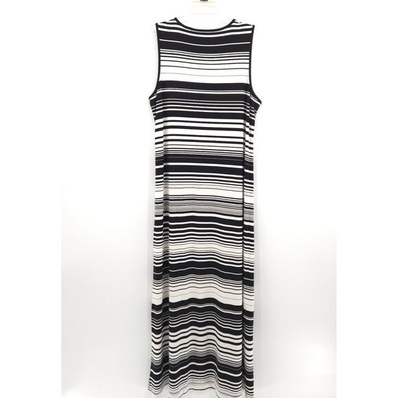Chico's striped sleeveless maxi dress Size 2 (L) black white stretch knit beach - Picture 5 of 6